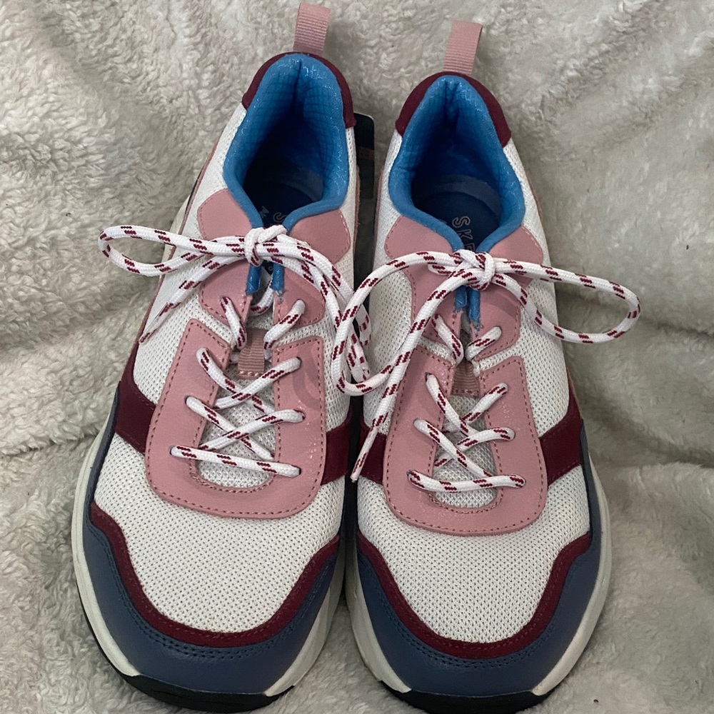 Skechers Rovina Women's Pink, White & Blue Mixed-Material Athletic Shoe